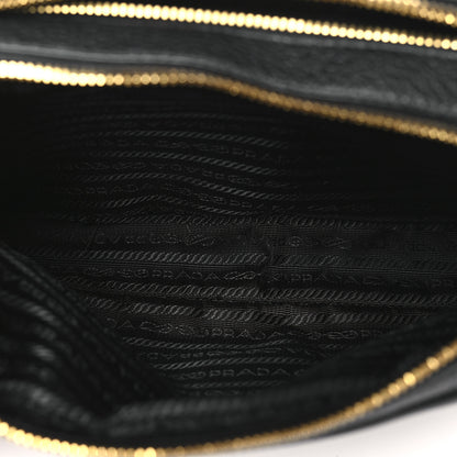 Prada Vitello Daino Soft Medium Double Zip Shoulder Bag Black 6 of 12