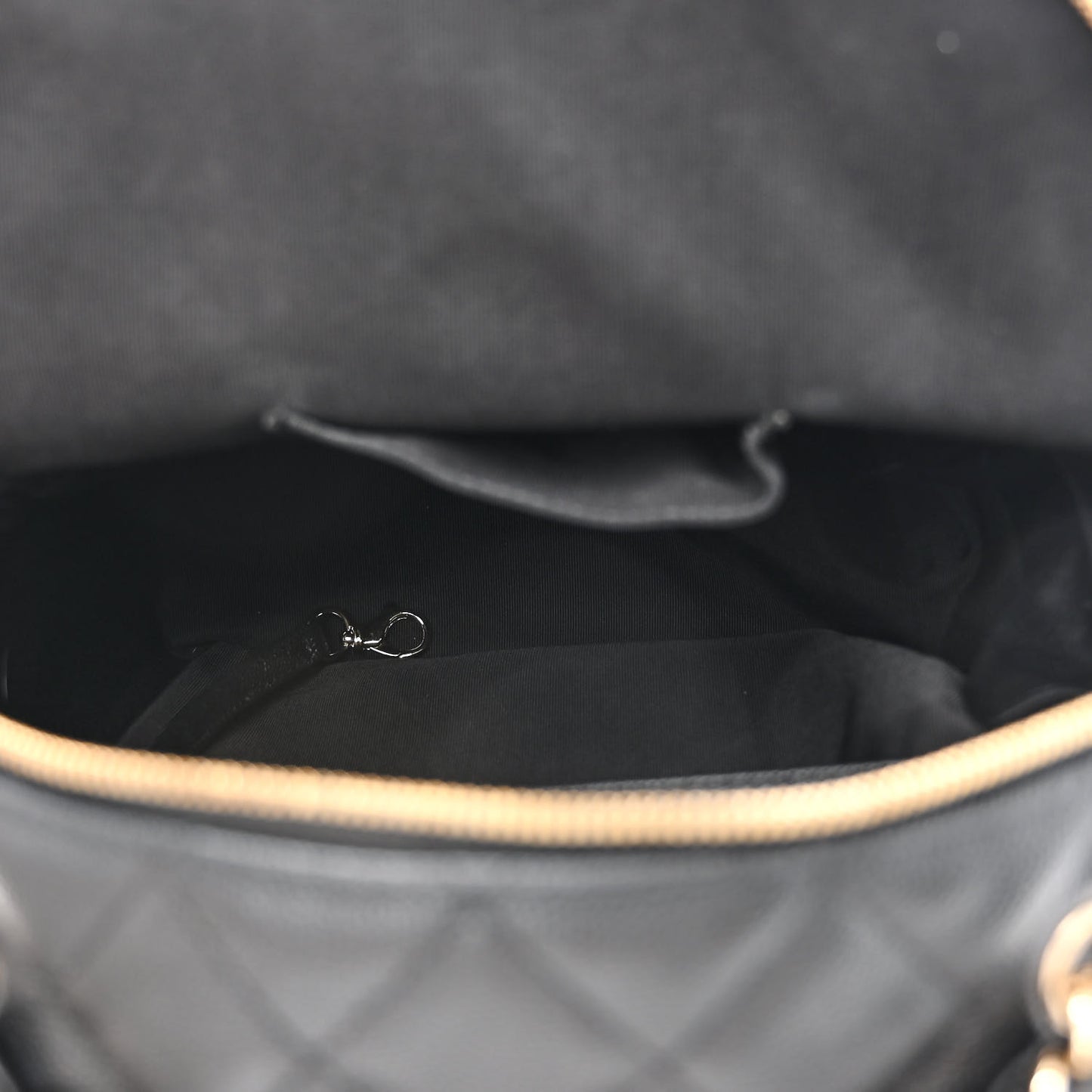 Caviar Quilted Medium Zip Around Backpack Black