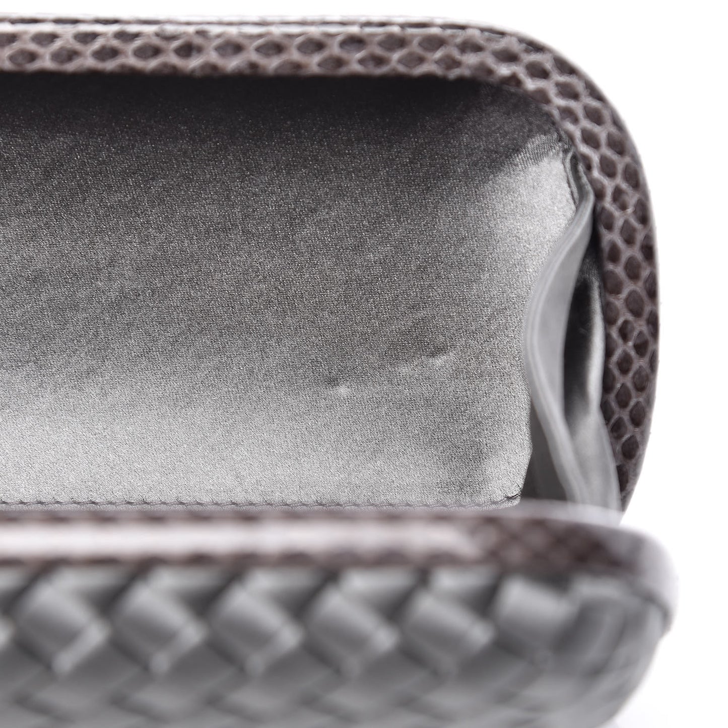 Satin Intreccio Impero Ayers Stretch Knot Clutch Grey