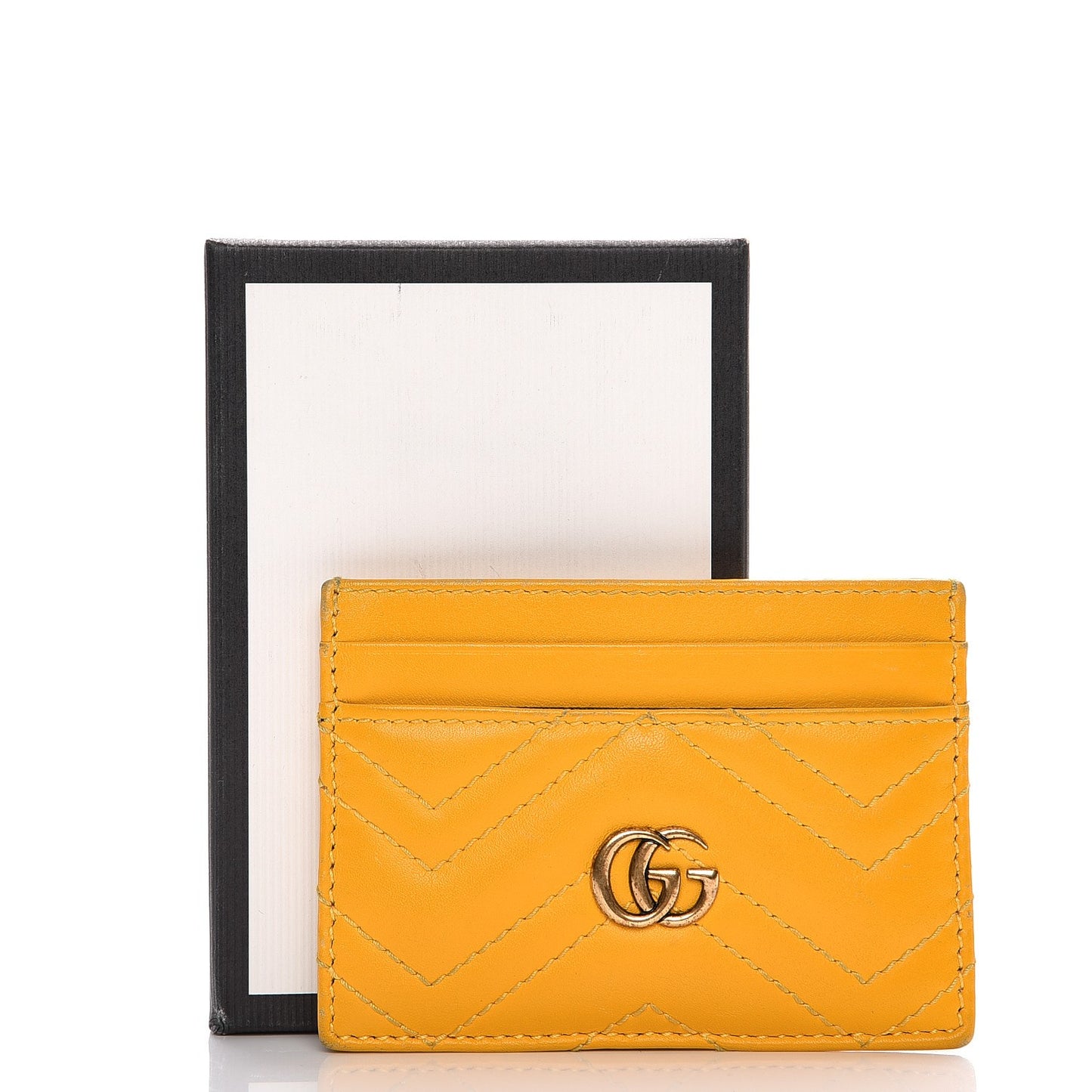 Calfskin Matelasse GG Marmont Card Holder Stone Topaz
