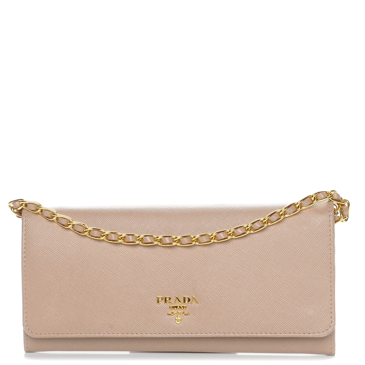 Saffiano Metal Oro Chain Wallet Cammeo