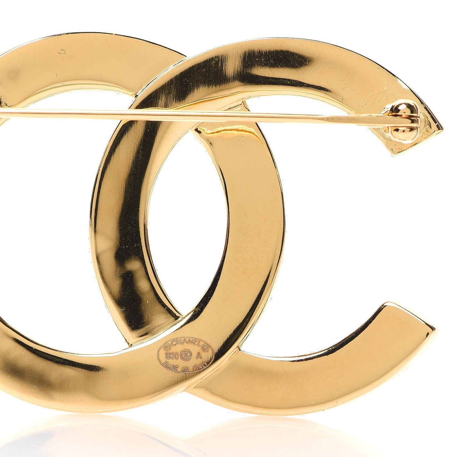 Chanel Metal Paris Button CC Large Brooch Gold 3 of 3