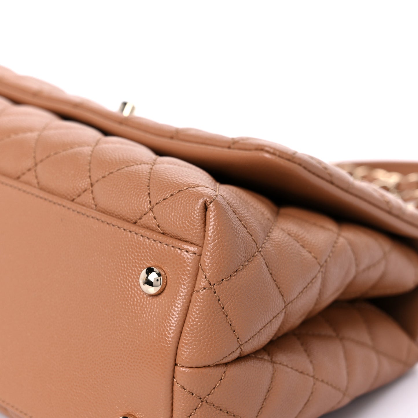 Caviar Quilted Small Coco Handle Flap Brown