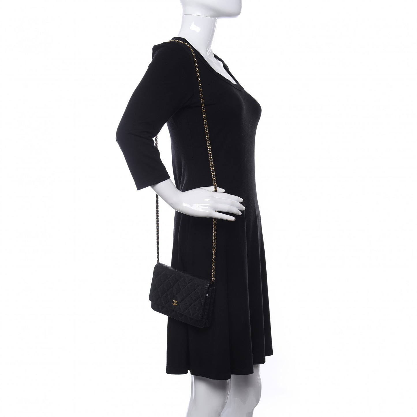 Caviar Quilted Wallet On Chain WOC Black