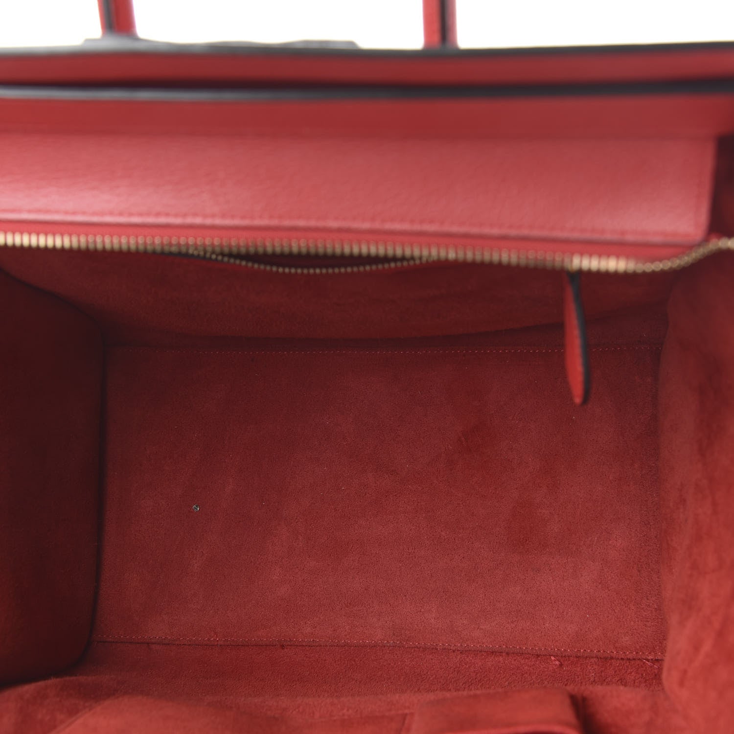 Celine Drummed Calfskin Mini Luggage Coquelicot 5 of 10