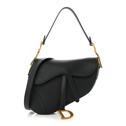 Christian Dior Grained Calfskin Saddle Bag With Strap Black 1 of 11