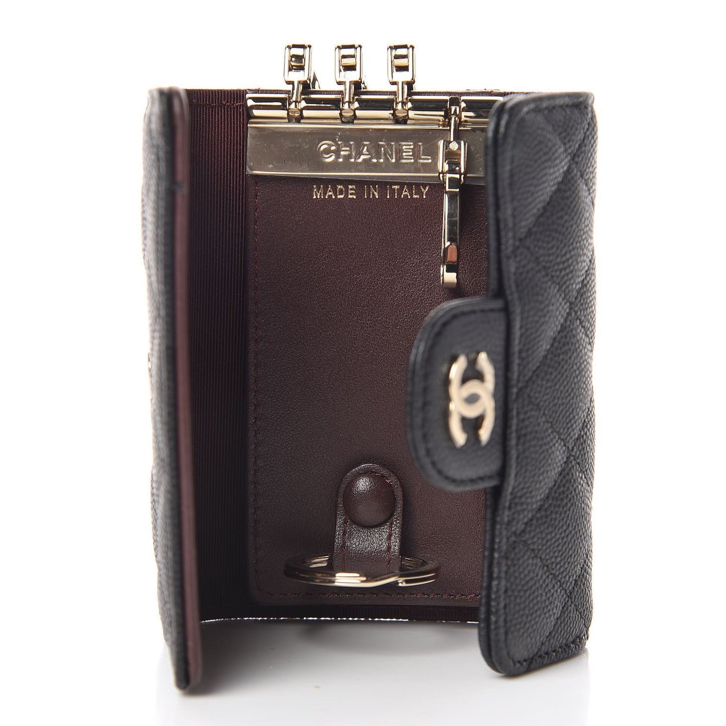 Caviar Quilted Classic 4 Key Holder Wallet Black