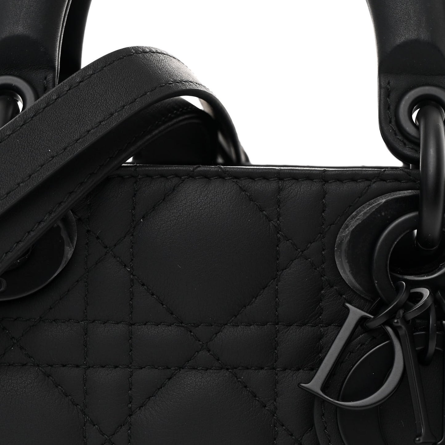 Ultra Matte Calfskin Cannage Medium Lady D-Joy Black