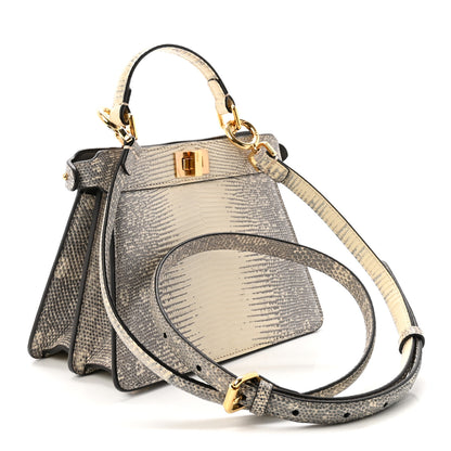 Fendi Lizard Togo Lucido Petite Peekaboo I SEE U Satchel Roccia 3 of 9