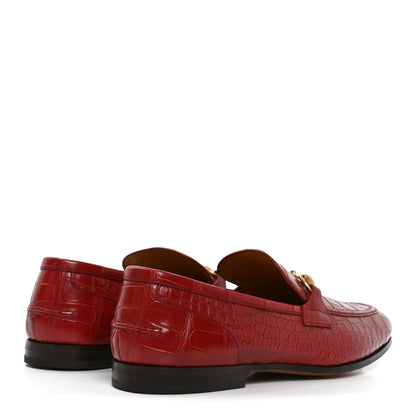 Gucci Alligator Mens Jordaan Loafers 10 Cherry Red 4 of 9