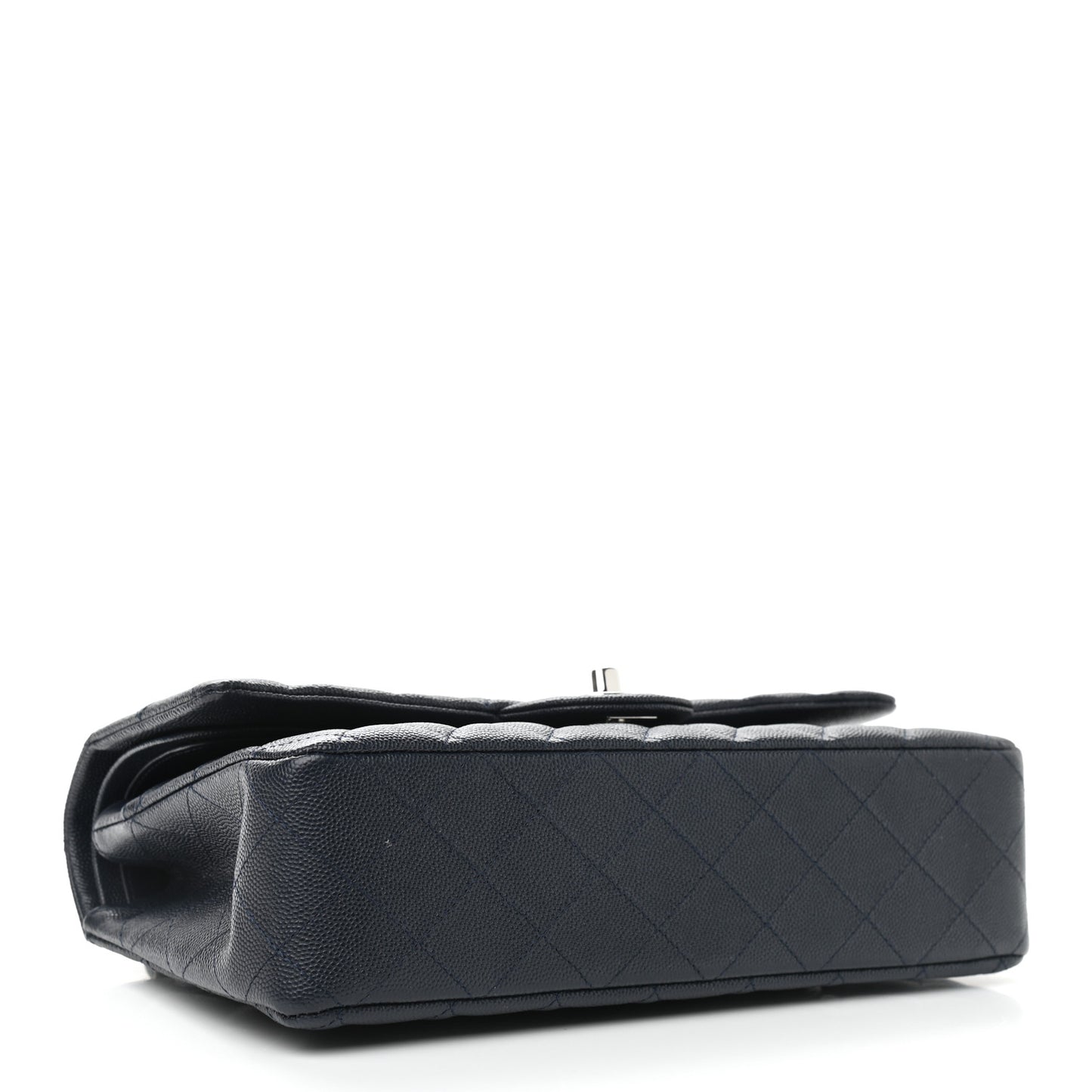 Caviar Quilted Medium Double Flap Navy