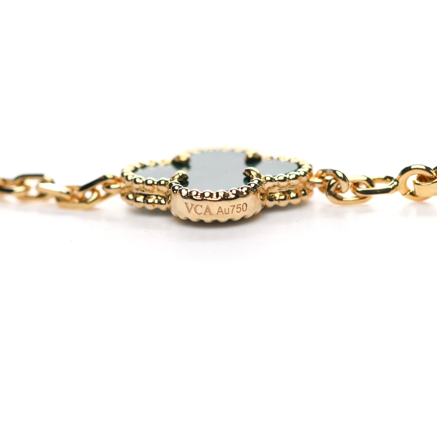 Van Cleef & Arpels 18K Yellow Gold Malachite 20 Motifs Vintage Alhambra Necklace 5 of 7