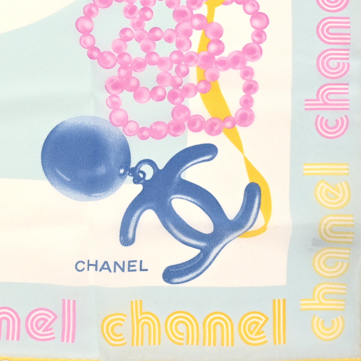 Silk CC Pearl Clover Scarf Blue Yellow Pink