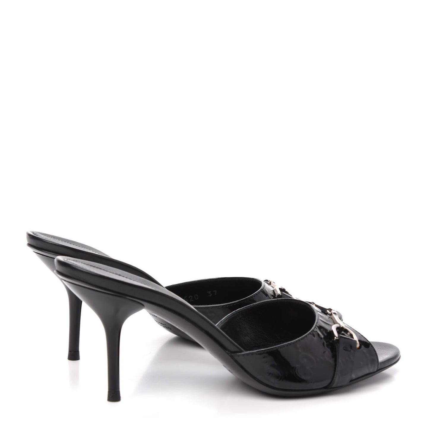 Patent GG Horsebit Mid Heel Slides 37 Black