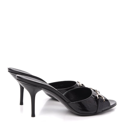 Gucci Patent GG Horsebit Mid Heel Slides 37 Black 4 of 11