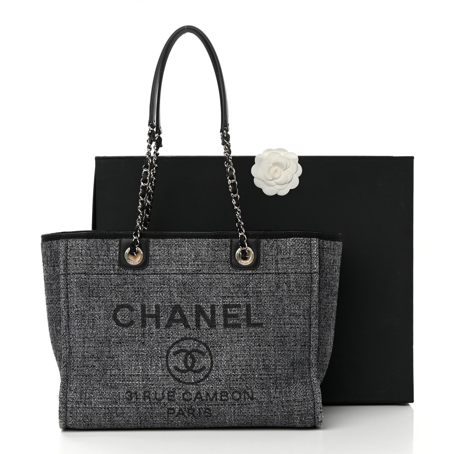 Lurex Boucle Small Deauville Tote Black