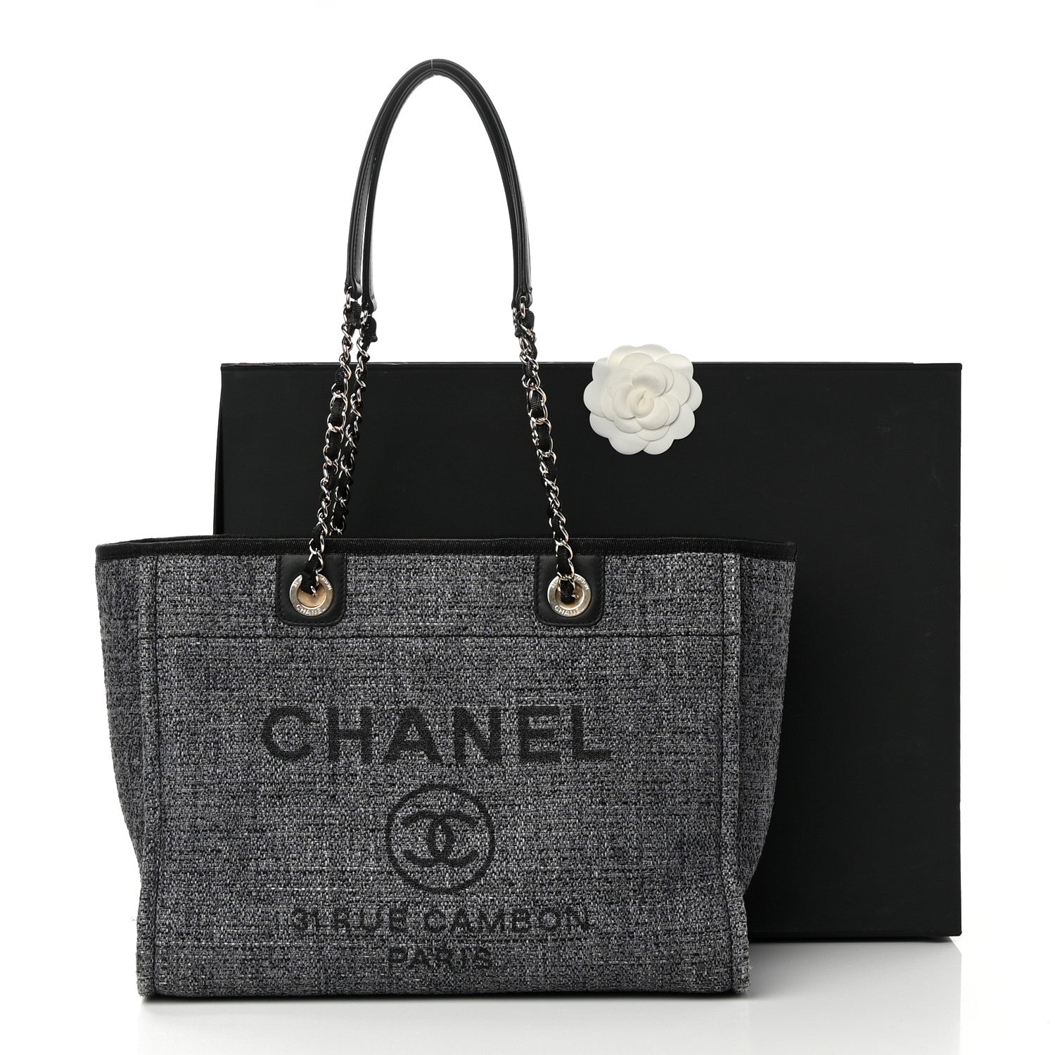 Chanel Lurex Boucle Small Deauville Tote Black 17 of 17