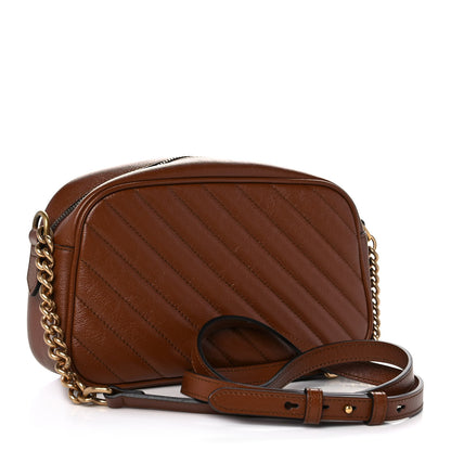 Gucci Glazed Calfskin Matelasse Diagonal Small GG Marmont Chain Shoulder Bag Cuir 3 of 11