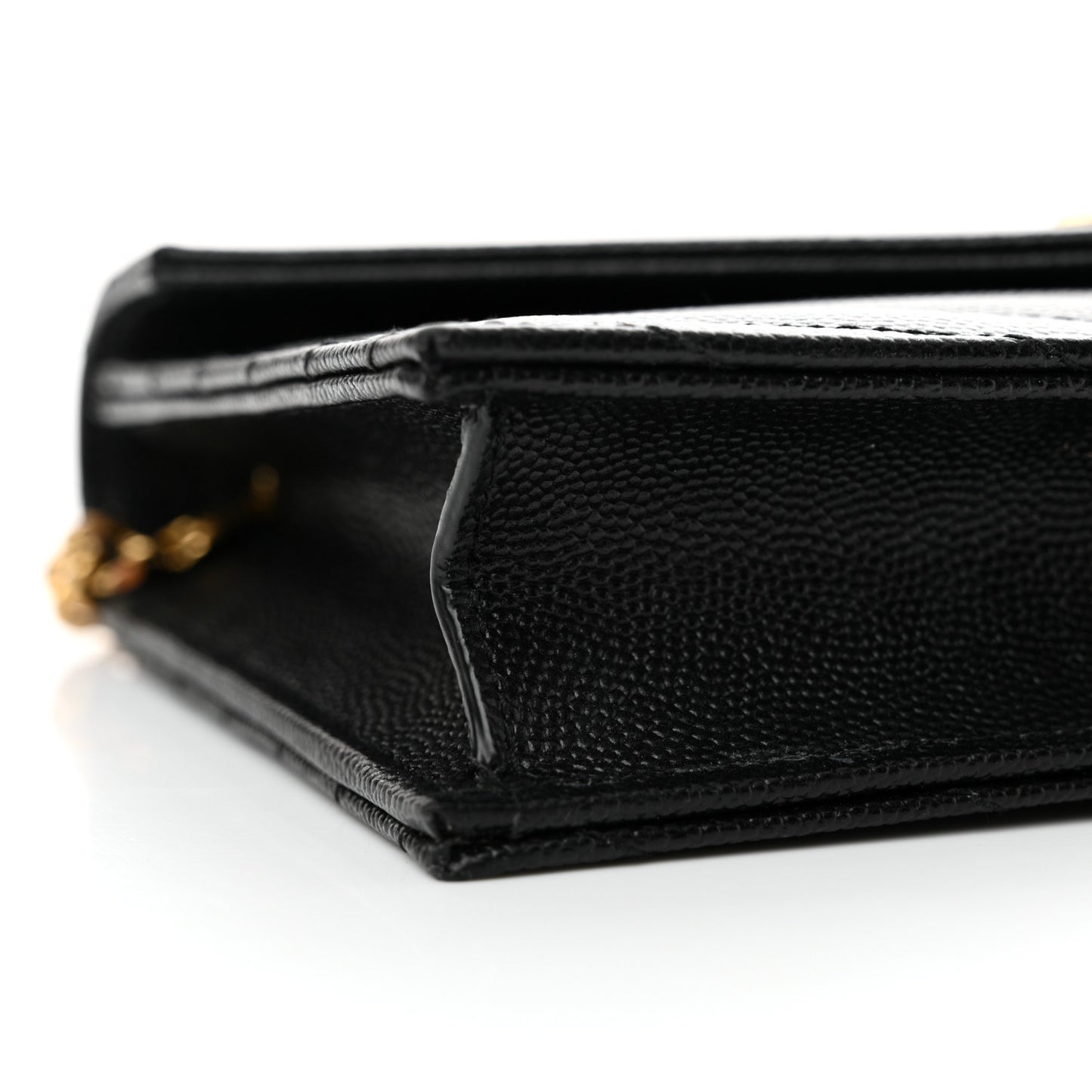 Grain De Poudre Matelasse Chevron Monogram Envelope Chain Wallet Black