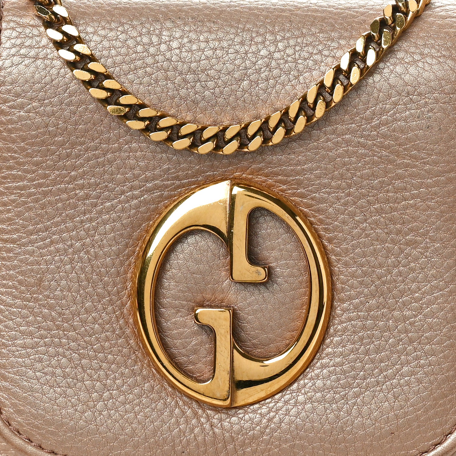 Gucci Pebbled Calfskin Small 1973 Chain Shoulder Bag Champagne 8 of 12