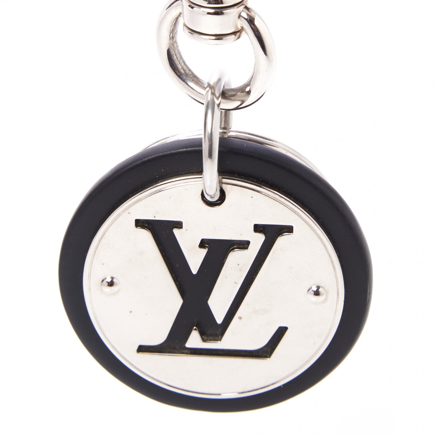 LV Cut Circle Key Holder Silver