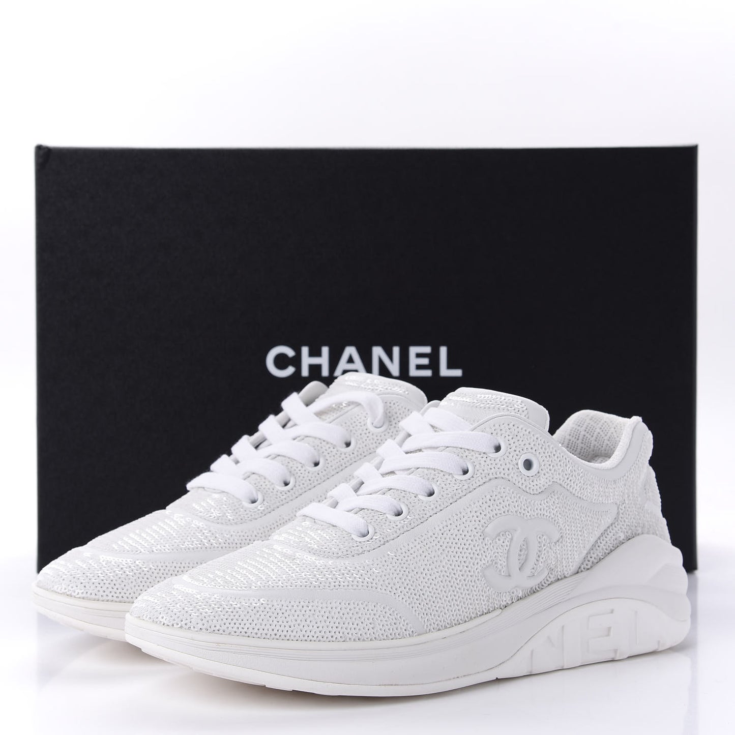 Sequin CC Sneakers 38.5 White