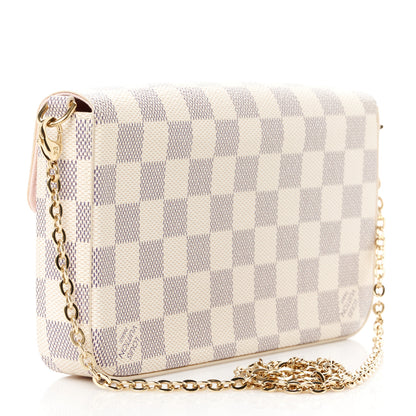 Louis Vuitton Damier Azur Pochette Felicie Chain Wallet Rose Ballerine 4 of 17