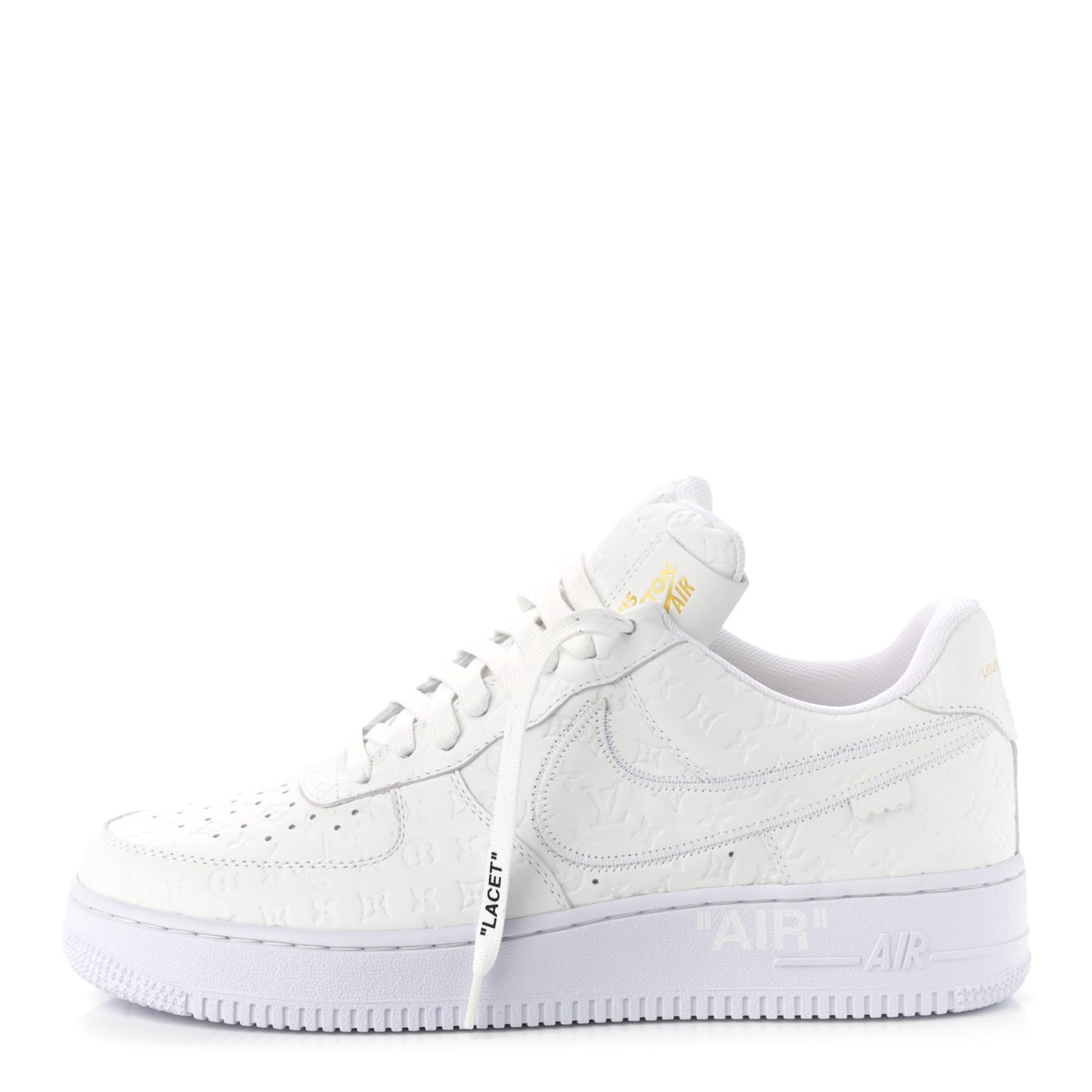 X NIKE AIR FORCE 1 Calfskin Monogram Mens Low Top Sneakers 9 White