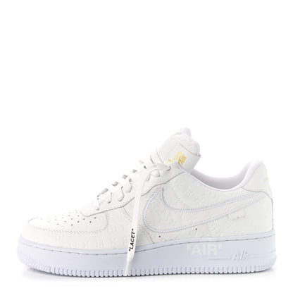Louis Vuitton X NIKE AIR FORCE 1 Calfskin Monogram Mens Low Top Sneakers 9 White 1 of 17