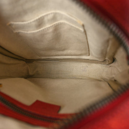 Gucci Grained Calfskin Logo Messenger Bag Hibiscus Red 5 of 13