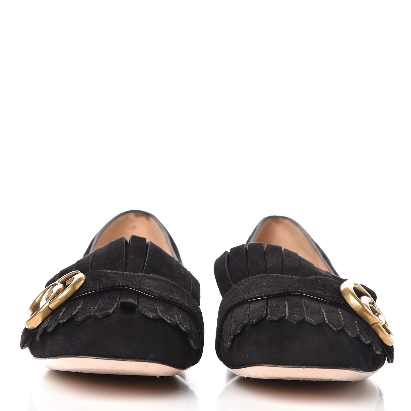 Kid Scamosciato GG Marmont Fringe Flats 39 Black