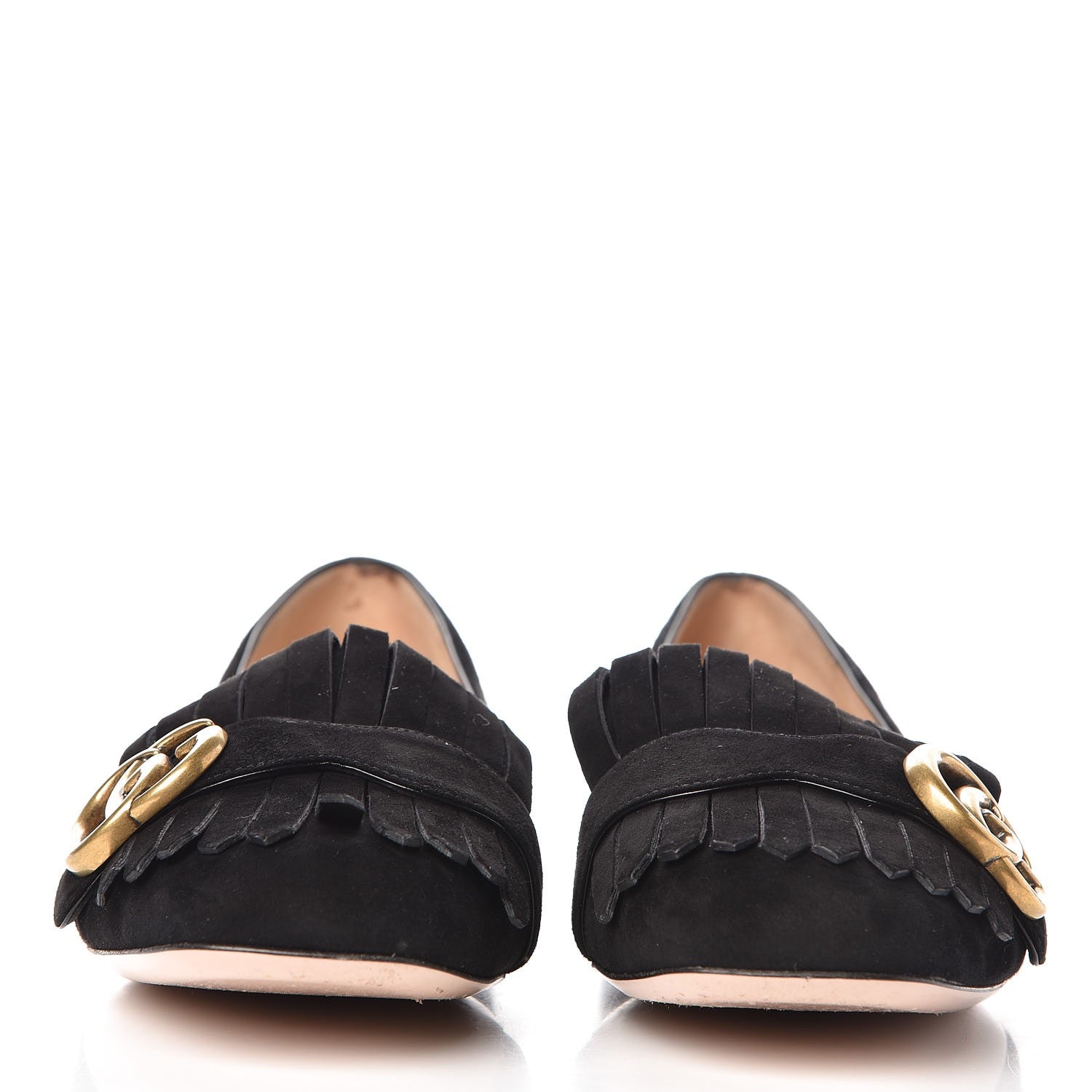Gucci Kid Scamosciato GG Marmont Fringe Flats 39 Black 2 of 14