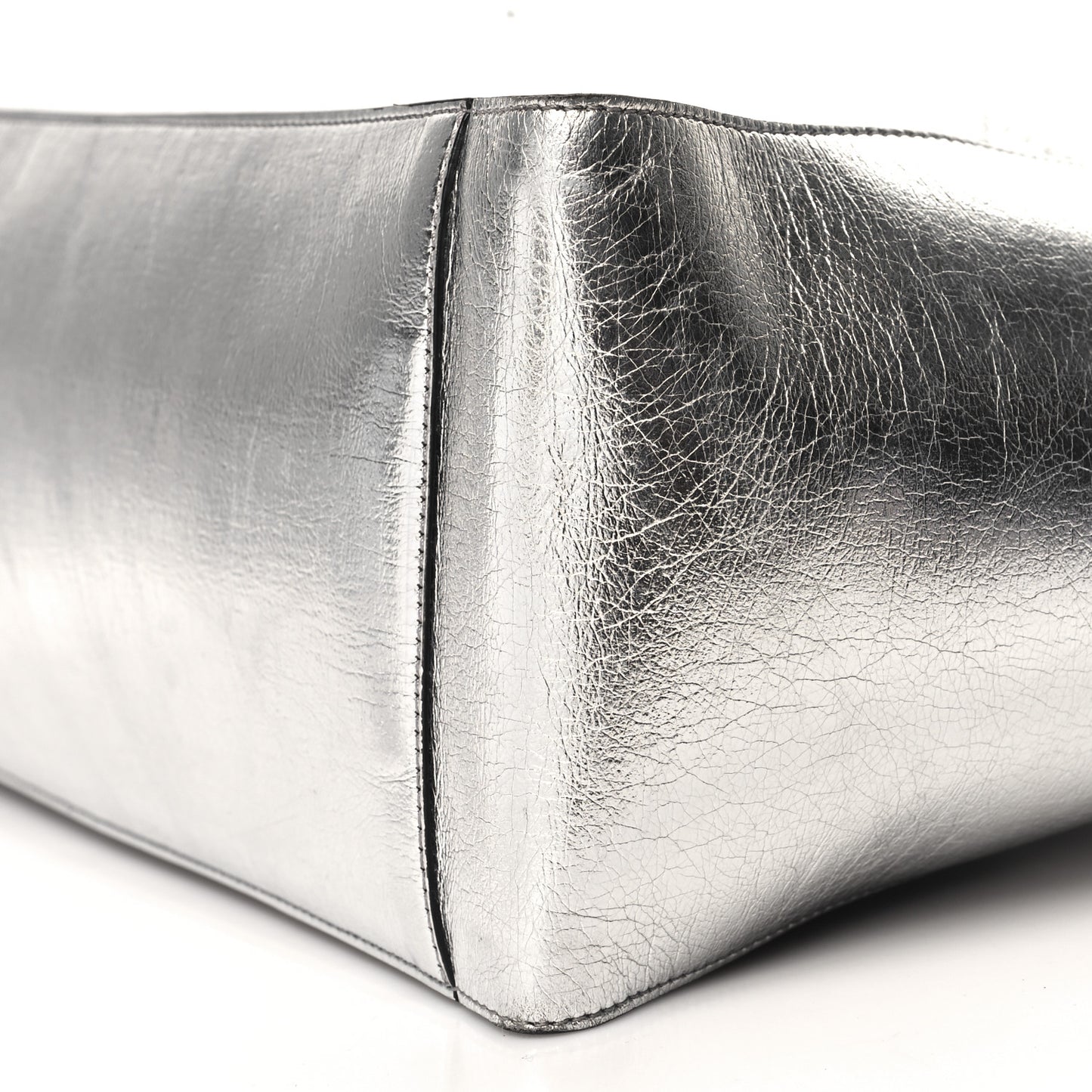 Metallic Eco Alter Nappa East West Perforated Tote Silver