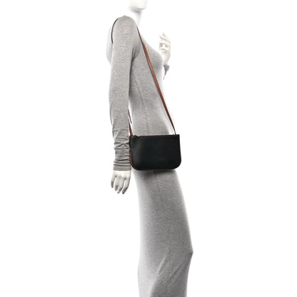 Loewe Calfskin Gate Double Zip Pouch Crossbody Black Tan 2 of 13