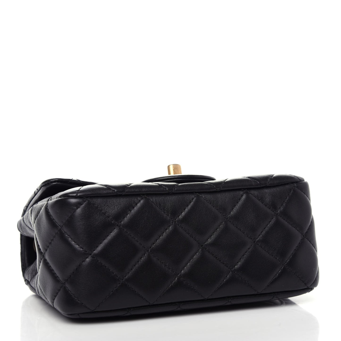 Lambskin Quilted Mini Pearl Crush Flap Black