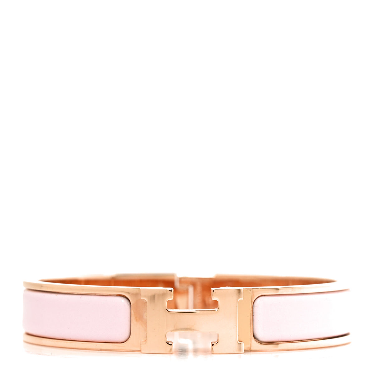 Enamel Narrow Clic Clac H Bracelet GM Rose Dragee