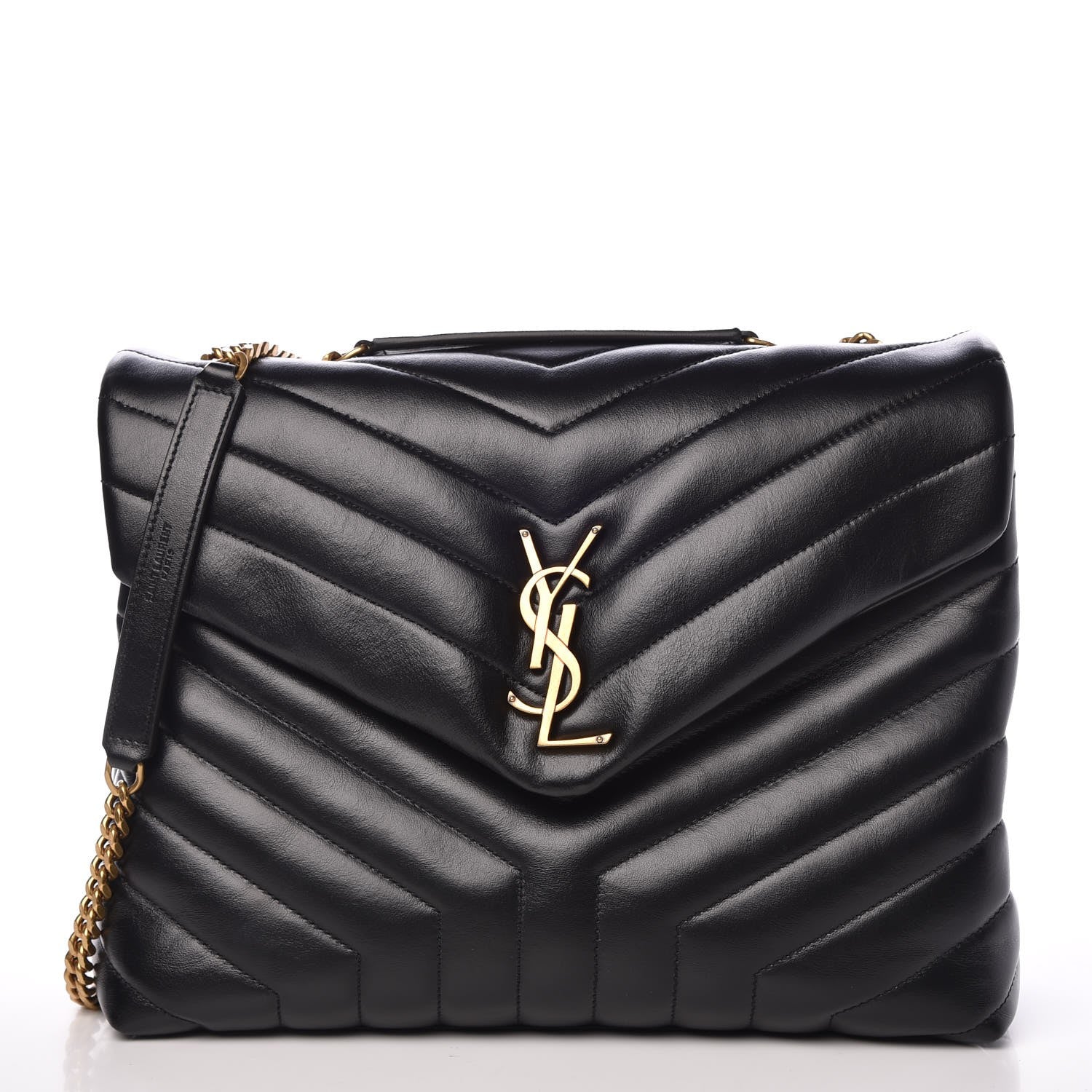 Saint Laurent Calfskin Y Quilted Monogram Medium Loulou Chain Satchel Black 1 of 7