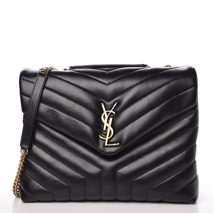 Saint Laurent Calfskin Y Quilted Monogram Medium Loulou Chain Satchel Black 1 of 7