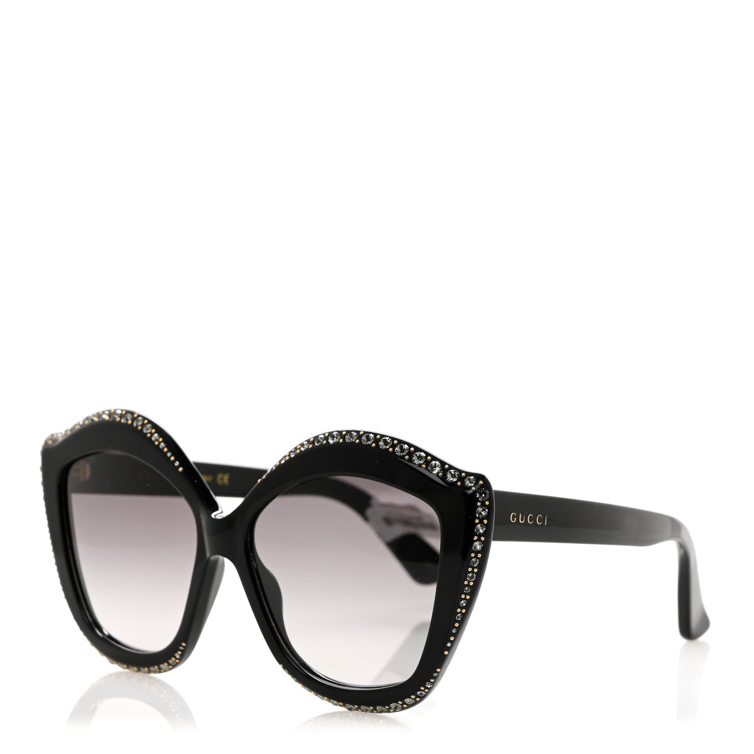 Gucci Crystal Cat Eye Sunglasses GG0118S Black 1 of 8