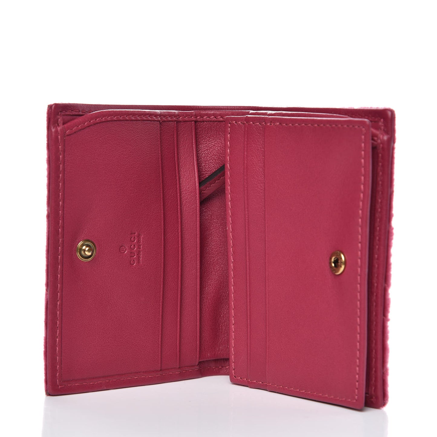 Velvet Matelasse Pearl Love Embroidered GG Marmont Card Case Wallet Light Raspberry Rose