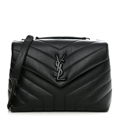Saint Laurent Calfskin Y Quilted Monogram Monochrome Small Loulou Chain Satchel Black 1 of 13