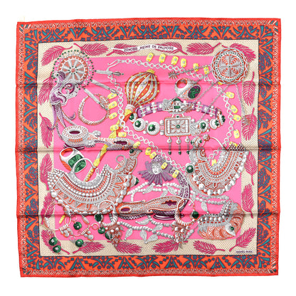 Hermes Silk Zenobie Reine De Palmyre Scarf 90 Rose Vif Orange Mastic 1 of 3