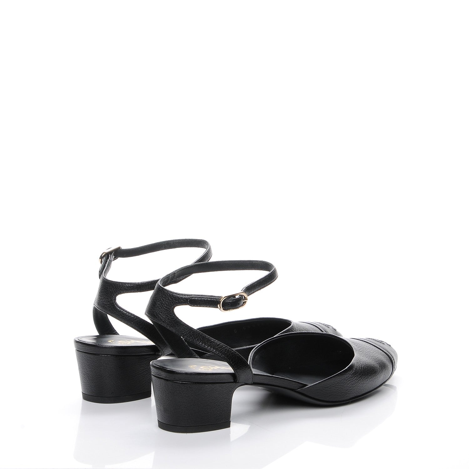 Chanel Goatskin Cap Toe CC Slingback Sandals 40.5 Black 4 of 10