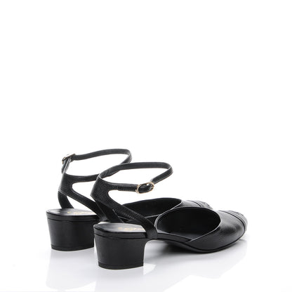 Chanel Goatskin Cap Toe CC Slingback Sandals 40.5 Black 4 of 10