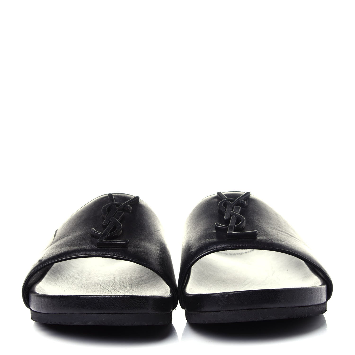 Saint Laurent Lambskin Joan Slide Sandals 39.5 Black 2 of 11