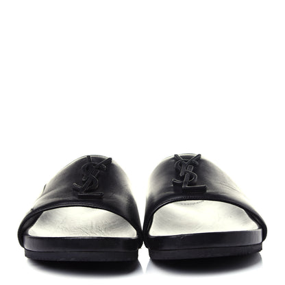 Saint Laurent Lambskin Joan Slide Sandals 39.5 Black 2 of 11