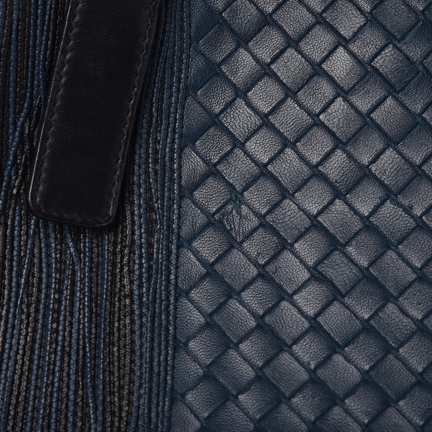 Bottega Veneta Calfskin Leggero Intrecciato Embroidered Briefcase Nero Black Blue 11 of 19