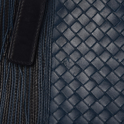 Bottega Veneta Calfskin Leggero Intrecciato Embroidered Briefcase Nero Black Blue 11 of 19
