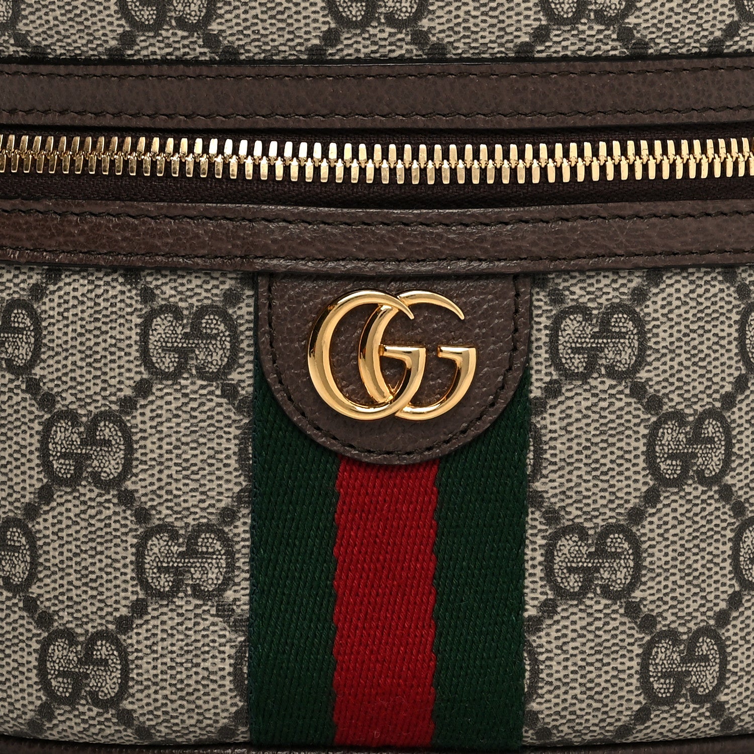 Gucci GG Supreme Monogram Textured Calfskin Web Ophidia Vanity Cosmetic Case Beige Ebony New Acero 8 of 11