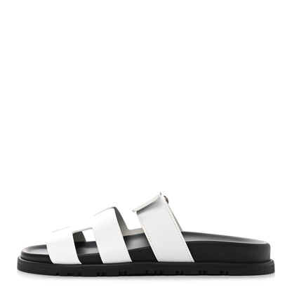 Hermes Calfskin Womens Chypre Sandals 37.5 White 1 of 9